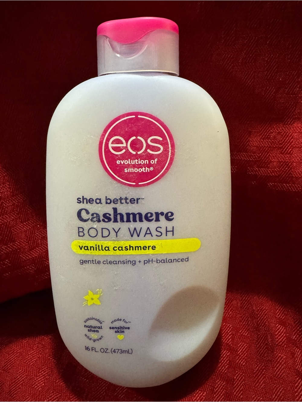 eos Cashmere Body Wash in Pink and White Packaging